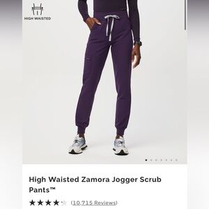 High waisted Zamora purple jam scrub pants